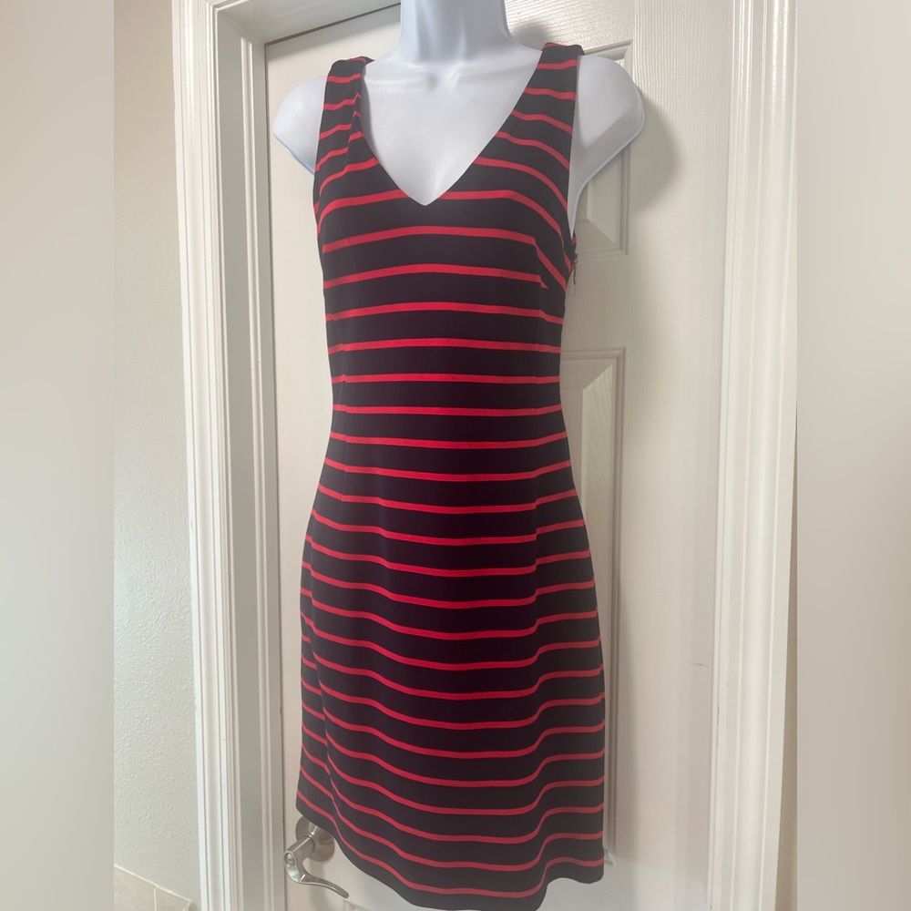 BANANA REPUBLIC DRESS / Size 2 BLACK AND RED STRIPED.